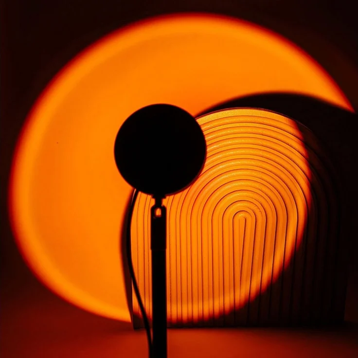 Casativo Projektionslampe LED-Sonnenuntergang Projektionslicht 180°-schwenkbar Deko-Beleuchtung, 10 Watt Leistungsaufnahme, LED fest integriert, Sunset-Projektor 180° schwenkbar, echtes Alu, 10W LED & USB-Anschluss – Bild 4