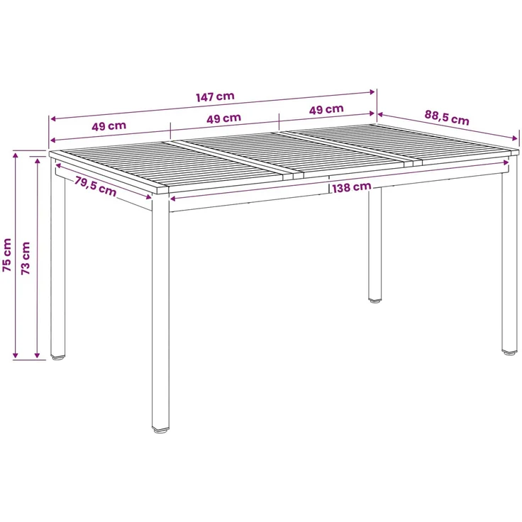 vidaXL Gartentisch NAARDEN Natur und Weiß 147 x 88,5 x 75 cm 901323 – Bild 9