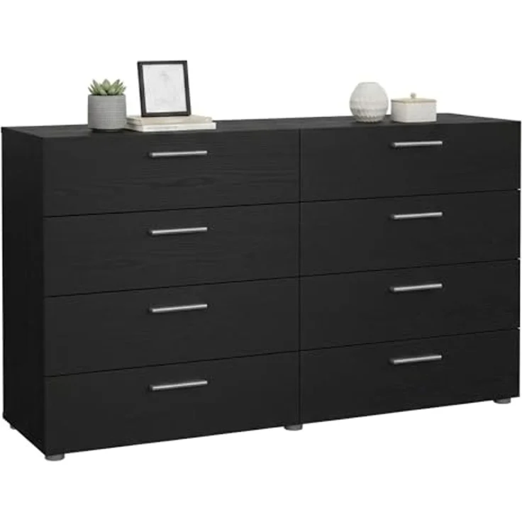 Dmora - Kommode Solene, Wohnzimmerbuffet, Wohnzimmer-Sideboard, Moderne Küchen-Speisekammer, 140x40 h82 cm, Schwarz – Bild 3