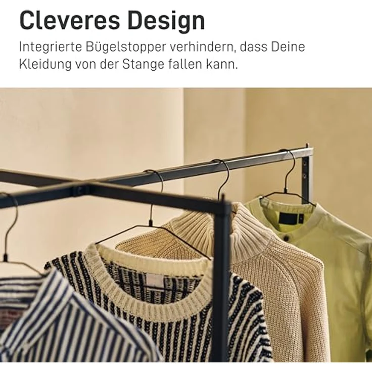 Natural Goods Berlin Kleiderständer KREUZ, Kleiderstange aus stabilem Metall, Freistehende Garderobenstange – Bild 8