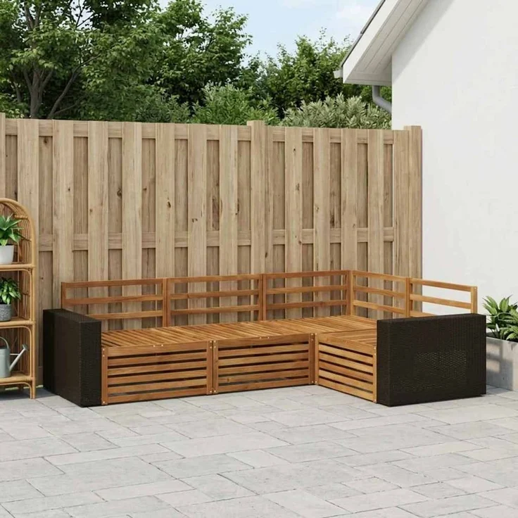 vidaXL Outdoor-Sofagarnitur 4 pcs Natur 255,5 x 176,5 x 73 cm 3383302 – Bild 1