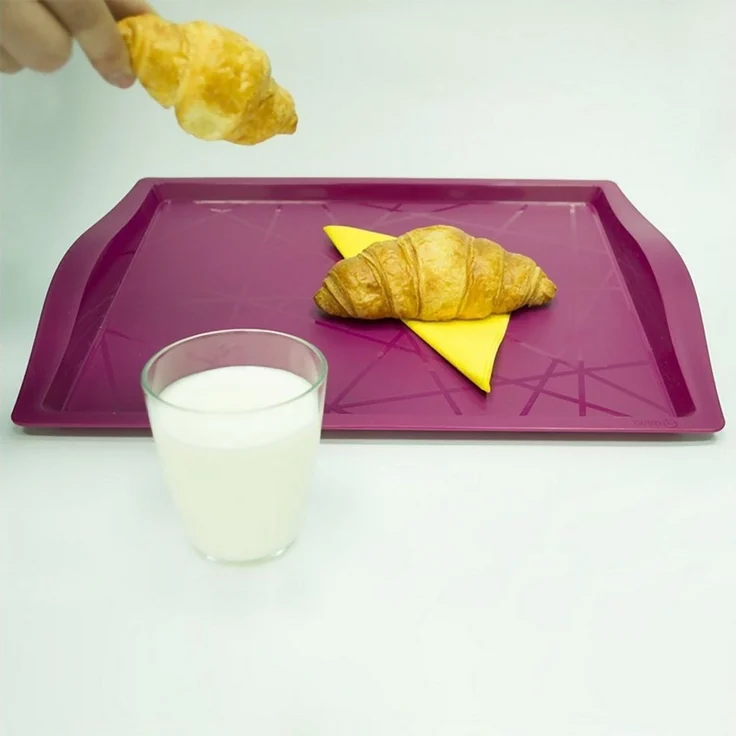 Engelland Tablett Serviertablett, Kunststoff, (Vorteils-Set, 1-tlg, L 46,5 x B 33 x H 3 cm), Moderne Verzierung, BPA-frei, rechteckig, Mehrweg, wiederverwendbar – Bild 2