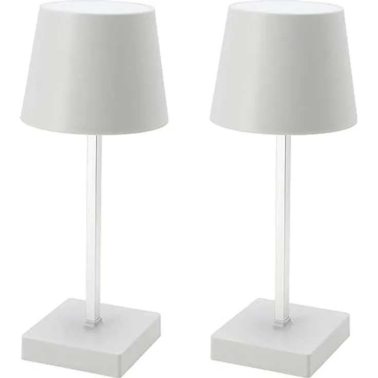 HAC24 2er Set Tischleuchte, Touchfunktion, Warmweiß, USB Aufladbar, Dimmbar, Weiß