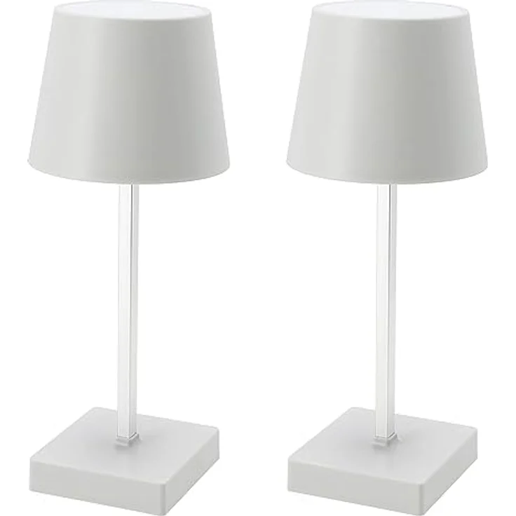 HAC24 2er Set Tischleuchte, Touchfunktion, Warmweiß, USB Aufladbar, Dimmbar, Weiß – Bild 1