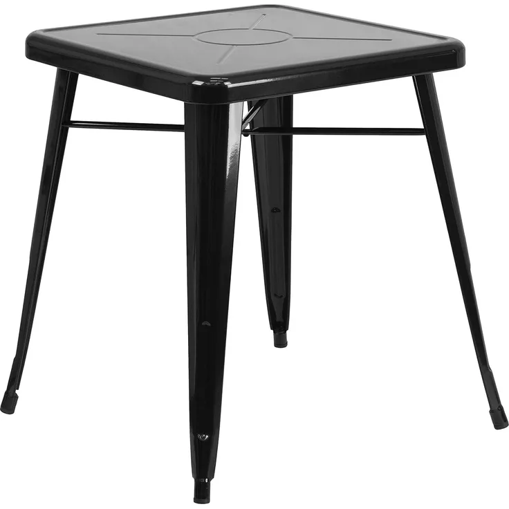 Flash Furniture Prince Gartentisch für drinnen und draußen, quadratisch, 60,3 cm, Schwarz