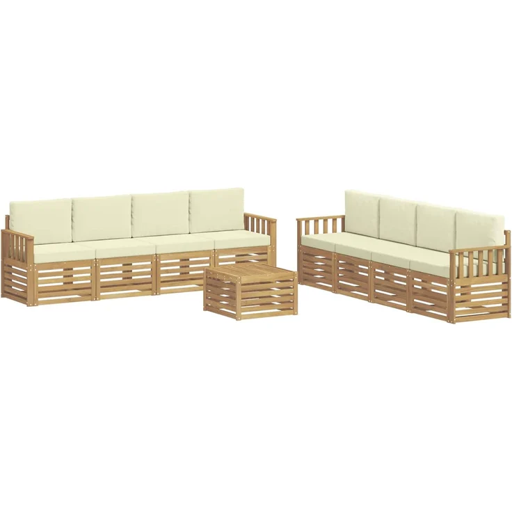 vidaXL Outdoor-Sofagarnitur 9 stk. 8-Sitzer Weiß und Creme Polyester 3391585 – Bild 2