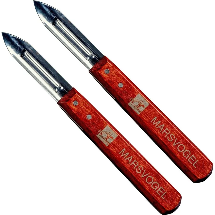 Marsvogel Solingen | 2er Pack Kartoffelschälmesser | Kartoffelschäler Sparschäler | 2-schneidig | Holzgriff | ideal zum Schälen von Obst und Gemüse