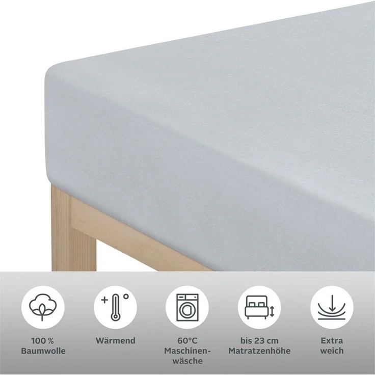 OTTO home Spannbettlaken Physalis Basic und PREMIUM Qualität, 100% Baumwolle, Jersey und Biber, Biber, Gummizug: rundum, (1 Stück), Bettlaken für Matratzen bis 18 cm Höhe, Spannbetttuch, Laken – Bild 3