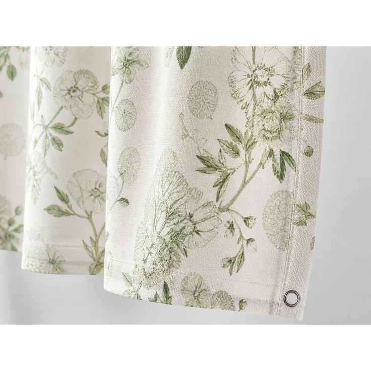 Wasserdichter Duschvorhang mit Blumenmuster für Badezimmer Grün-Weiß, 180x200 cm – Bild 3
