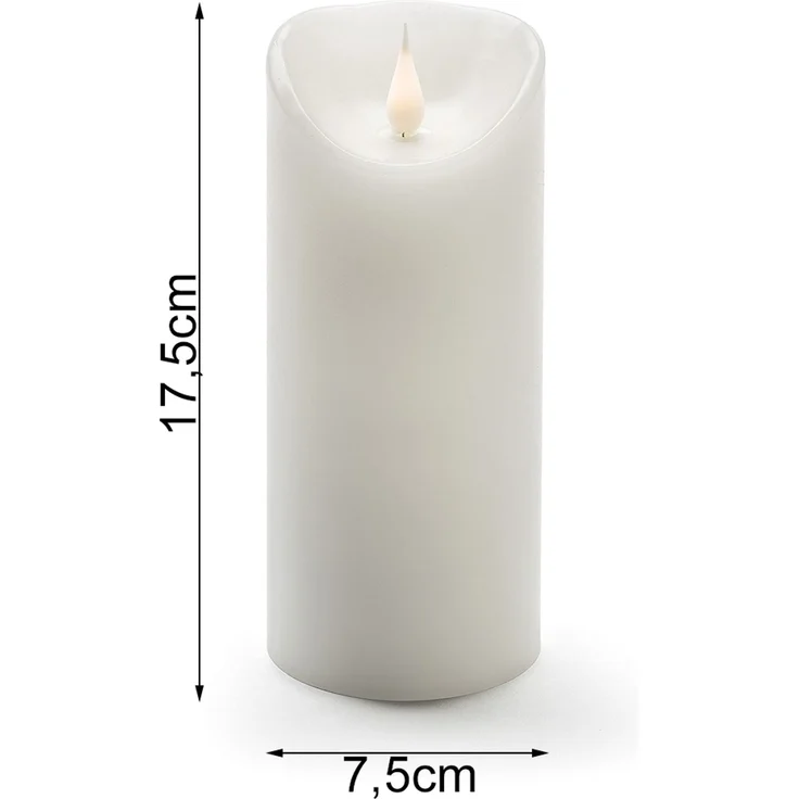 LED Echtwachskerze mit Flamme & Timer, Ø 7,5cm, Höhe 17,5cm, Batteriebetrieb – Bild 5