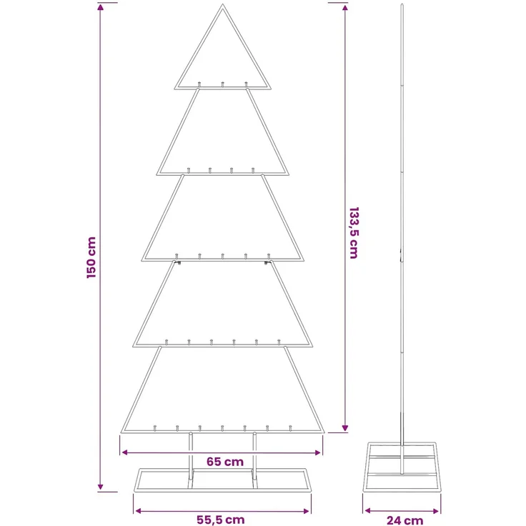 vidaXL Metall Weihnachtsbaum KUOPIO 150 cm Stahl Gold 42053819 – Bild 7