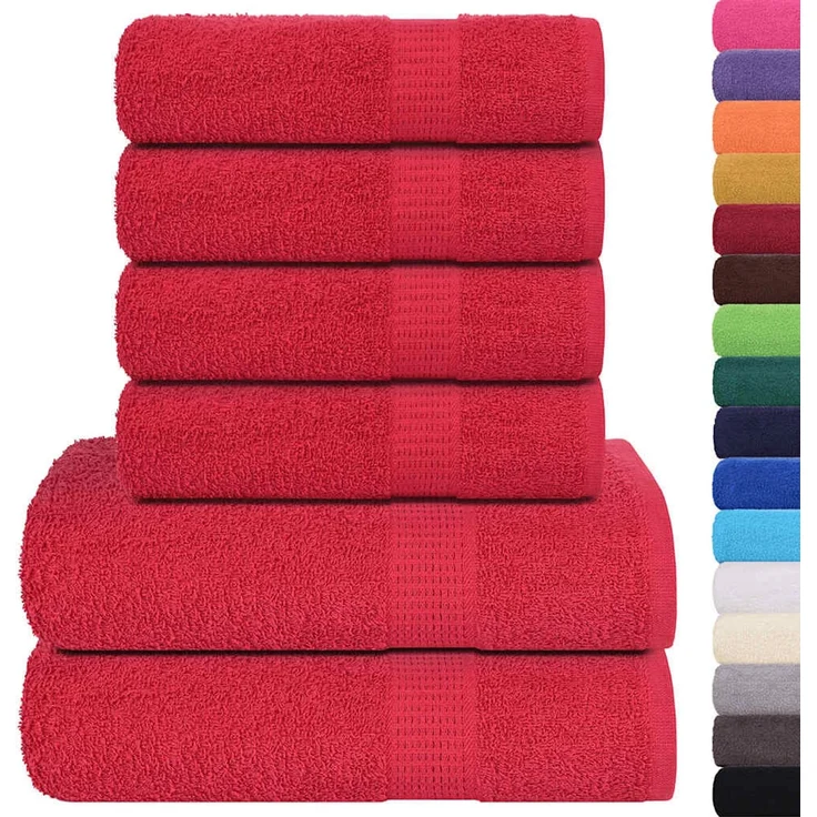 vidaXL 6-tlg. Handtuch-Set FROGN Rot 360 g/m² 137089 – Bild 2