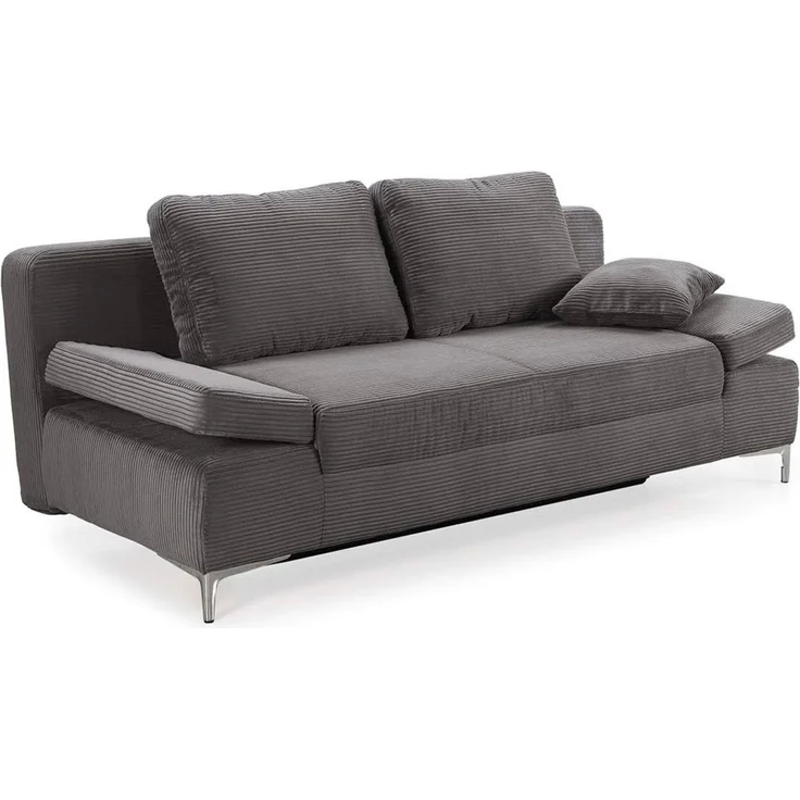 Schlafsofa Federkern Armlehnen verstellbar Couch Bettkasten Cord Dunkelgrau – Bild 7