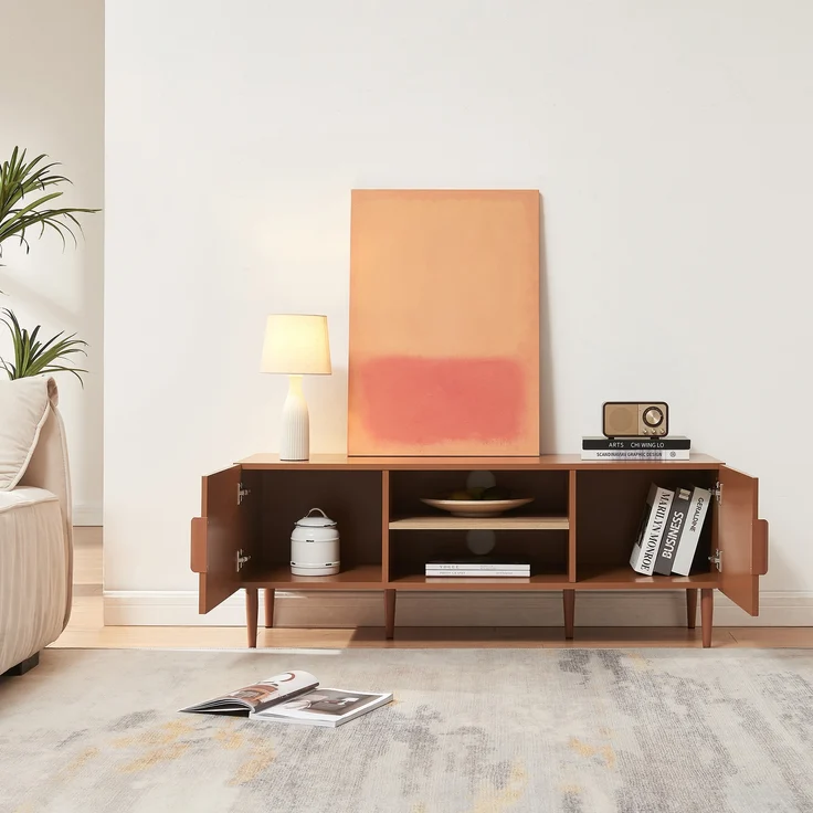 Fernsehtisch Starvili mit 2 Türen 120x40x45 cm Rostfarben [en. casa] – Bild 2