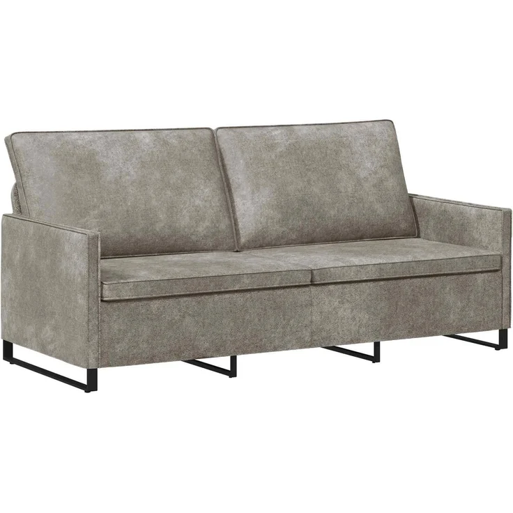 vidaXL 3-Sitzer Sofa Hellgrau 190 x 81 x 82 cm Kunstwildleder 42041000 – Bild 2