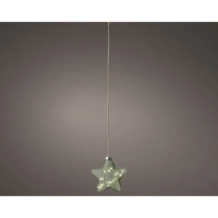 Lumineo Micro LED Stern für innen grün warmweiß 20 cm 15 LED