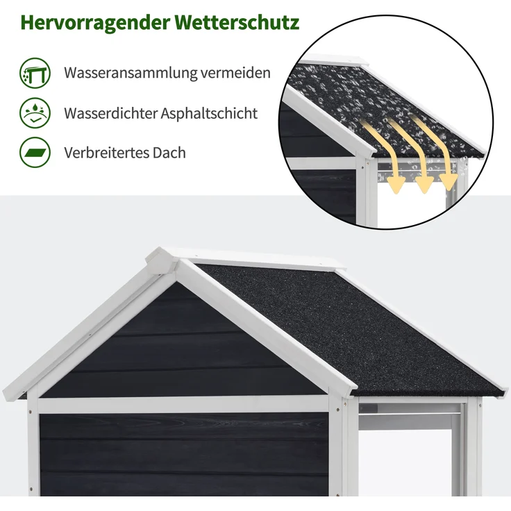 M MCombo Gartenschrank Holz Klein, Outdoor Gartenhaus Gerätehaus Wetterfest, Gewächshaus für Balkon & Terrasse, 0111 (Anthrazitgrau) – Bild 6