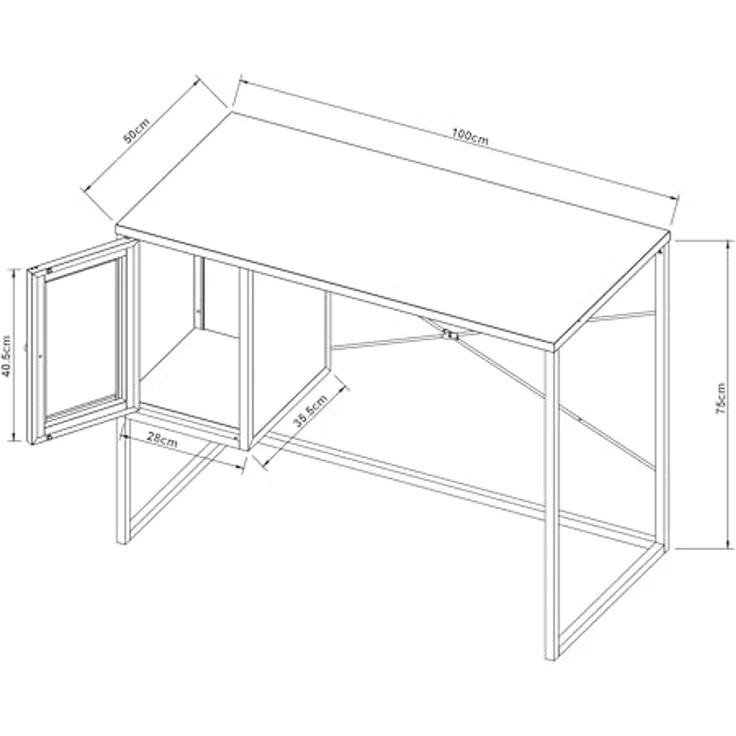 Schreibtisch Sund Stahl 75x100x50 cm Grau [en. casa] – Bild 2