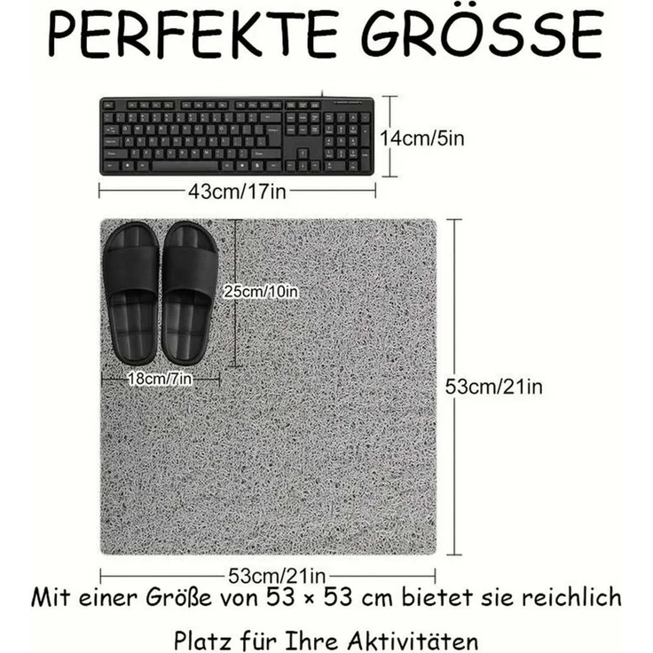 Diwzbyn Duschmatte rutschfest 53x53 cm Badewannenmatte Badematte Höhe 10 mm – Bild 2