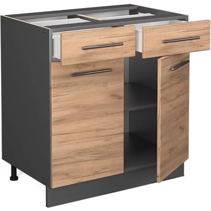 Vicco Küchenunterschrank Fame-Line, Goldkraft Eiche/Anthrazit, 80 cm, AP Anthrazit – Bild 6