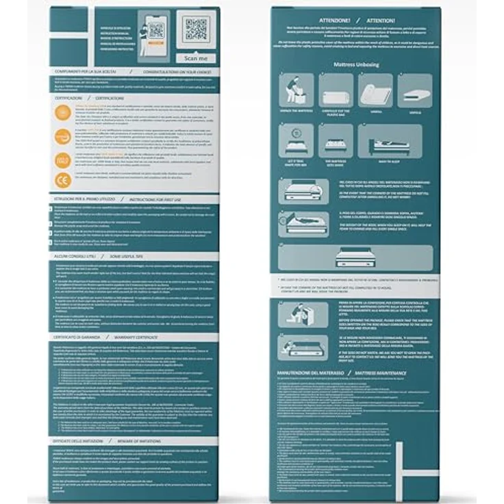 TANHK Einzel-Extra-Memory-Matratze 100% Made in Italy | Mittelfest orthopädisch | Druckpunktentlastungssystem | Hypoallergen, Antibakteriell und Anti-Milben | Hohe Atmungsaktivität | 90x200 – Bild 7