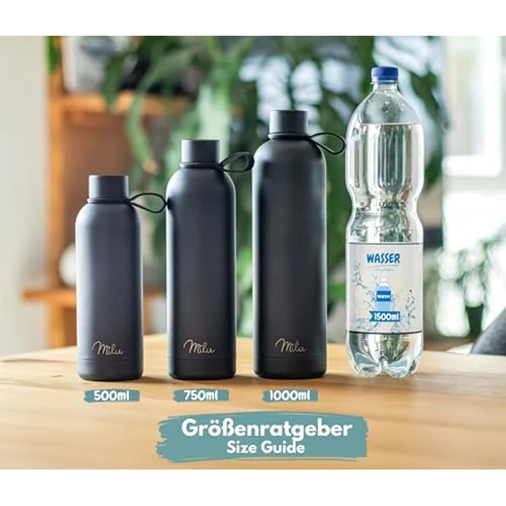 Milu Isolierflasche Isolierflasche aus Edelstahl mit Trageschlaufe, Thermosflasche auslaufsicher – Bild 3
