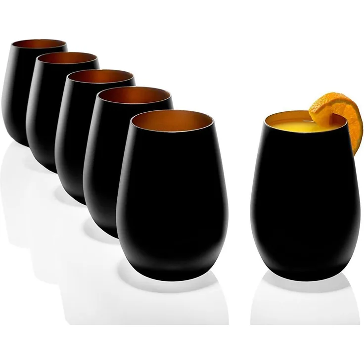 Stölzle Lausitz ELEMENTS Becher 465 ml schwarz-gold 6er Set