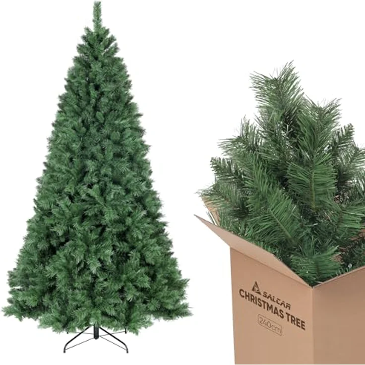 Salcar Künstlicher Weihnachtsbaum PVC Weihnachtsbaum Künstlich Tannenbaum Christbaum mit Metallständer, mit Automatisches Aufklappsystem, 240cm mit 1168 Spitzen – Bild 2