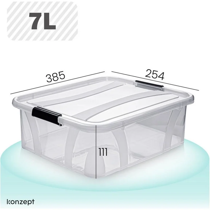 KONZEPT Aufbewahrungsbox mit Deckel groß Set BPA Frei Kunststoff, Aufbewahrungsboxen mit deckel (Set, 3 Boxen), lebensmittelecht – Bild 1