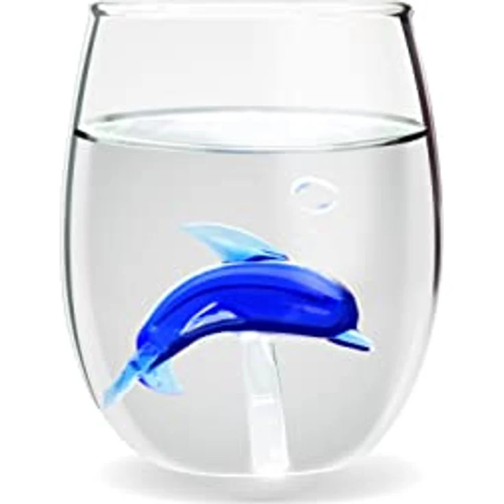 Winkee Glas Winkee - Handgemachtes Delphin Glas, Kristall-Trinkglas, Dessertg – Bild 8
