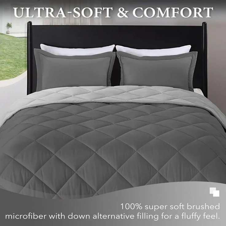 Fyrove Microfaserbettdecke Ganzjahresdecke,Bettdecke 135x200 cm, 200x200 cm,4 Jahreszeiten, Bezug: Mikrofaser, Super Weiche Atmungsaktive Schlafdecke,Wende-Steppdecke – Bild 4