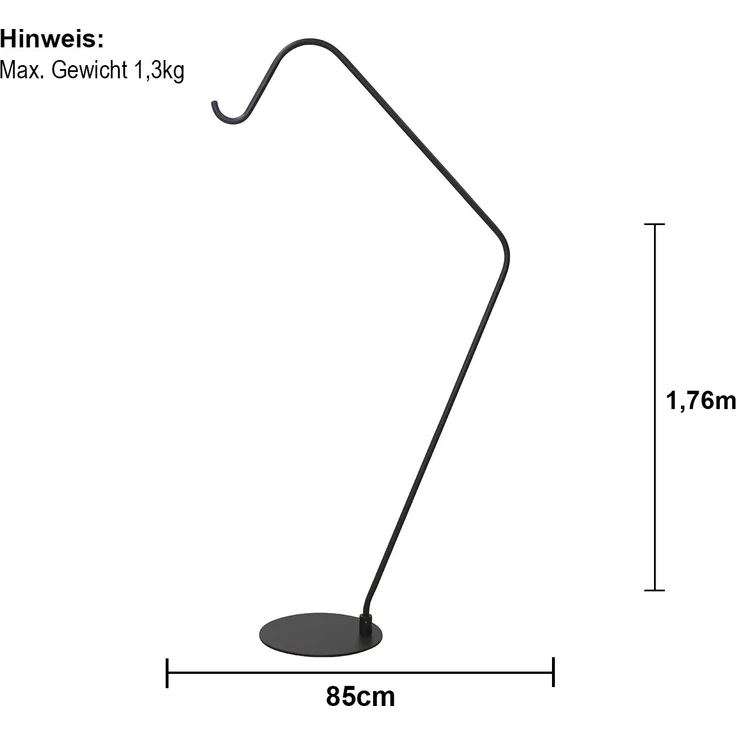 Bodenständer ,Mark für Outdoor-Lampenschirme, Metall, schwarz, 176cm – Bild 4
