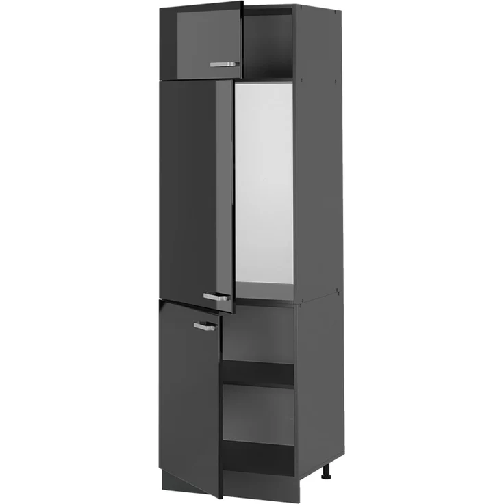Kühlumbauschrank R-Line Schwarz Hochglanz 60 cm Vicco – Bild 4