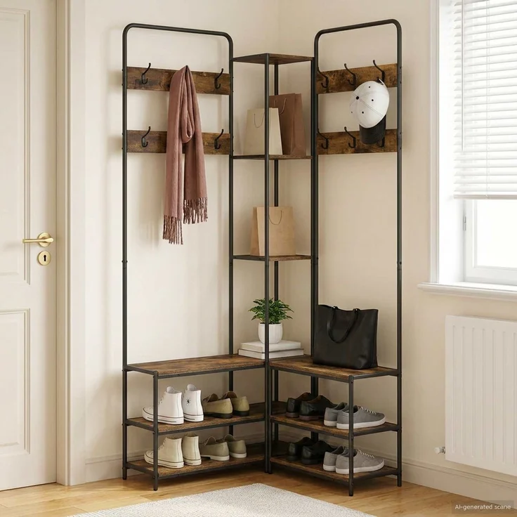 vidaXL Garderobenständer mit Schuhbank Raucheiche 143 x 30 x 199,5 cm 8012046 – Bild 1