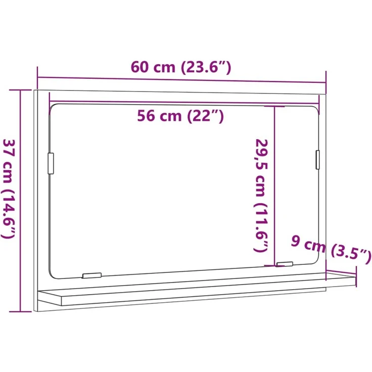 vidaXL Badspiegel mit Ablage Artisan-Eiche 60x11x37 cm Holzwerkstoff 856198 – Bild 8