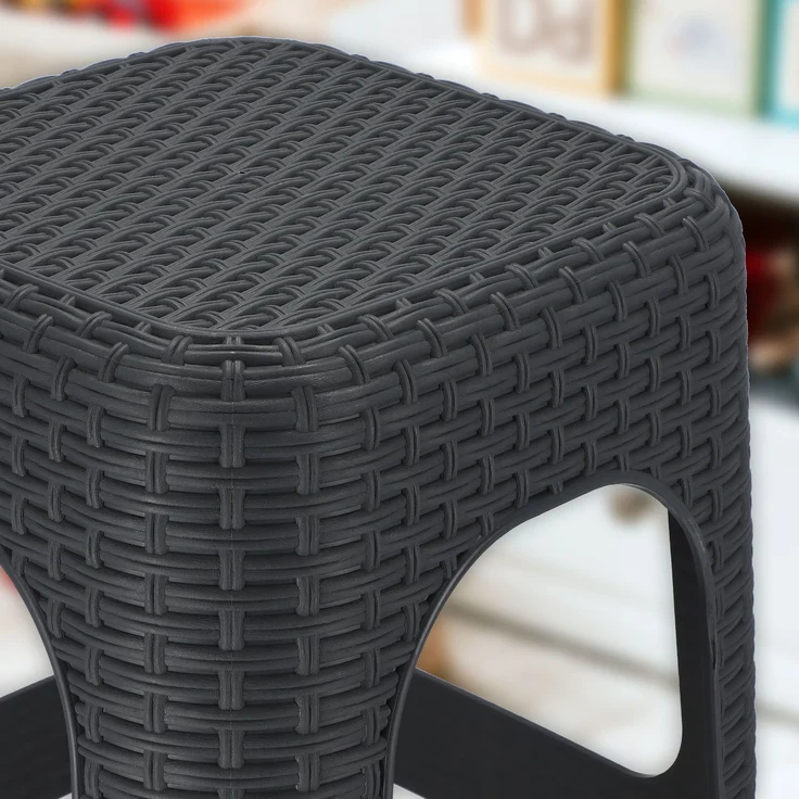 KADAX Hocker Küchenhocker Rattan Anthrazit 2 Stk – Bild 6