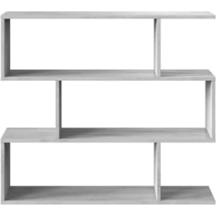 Habitdesign, Bücherregal – flaches Regal mit 6 offenen Fächern, modernes Design in Zementgrau, ideal für Wohnzimmer, Büro oder Jugendzimmer, Maße: 110 x 97 x 24 cm (B x H x T), Modell Athena – Bild 3