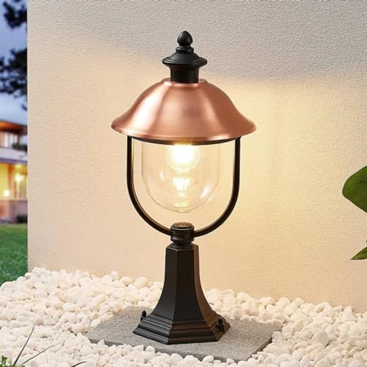 Lindby Außen-Stehlampe Clint, Metall, Kupfer IP44, 1 x 60 W – Bild 2