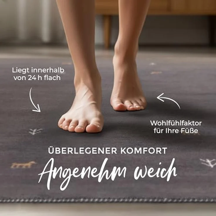 carpetfine 'Gabbeh Uni' Wollteppich, reine Wolle, Grau, 120x170 cm – Bild 6