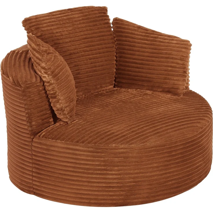 Übergroßes rundes Sofa, ultraweicher Cord-Loungesessel mit Federkernkissen, vollständig komprimierbarer Sitzsack mit Baumwollfüllung, keine Montage erforderlich, maximale Belastbarkeit 80 kg, für Wohnzimmer und Schlafzimmer--Orange--124x113x86cm--YOUDE... – Bild 1