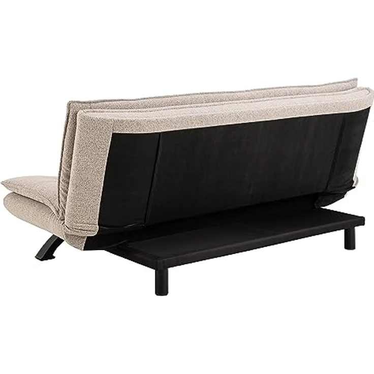 AC Design Furniture Jasper Schlafsofa in Beige, mit 3 Liegepositionen, Moderner 3-Sitzer ohne Armlehne, Gepolstertes Sofa mit Bouclé-Bezug und Schwarzen Beinen, B: 196 x H: 91 x T: 98 cm – Bild 6
