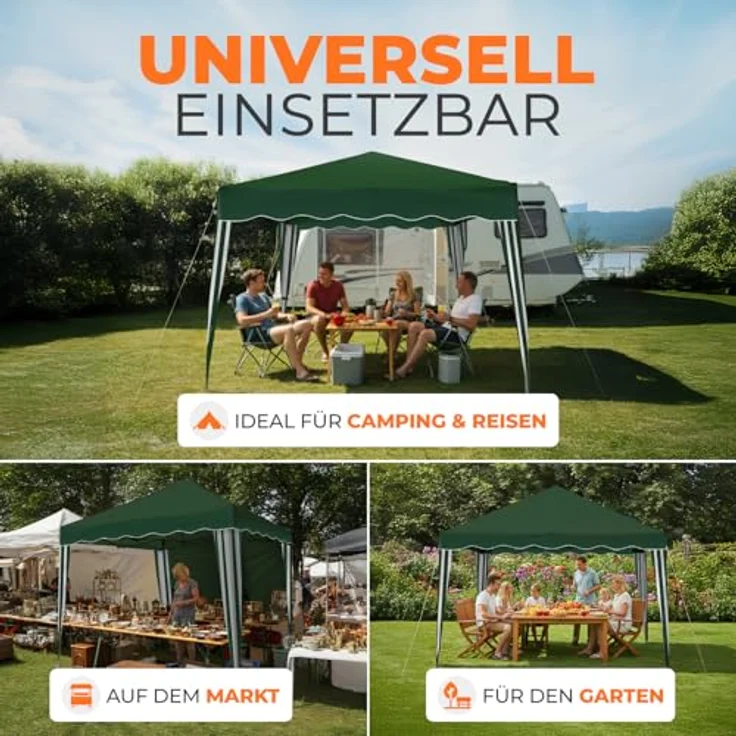 Faltpavillon 3x3 m - wasserdicht - mit 4 Seitenteilen, grün – Bild 8