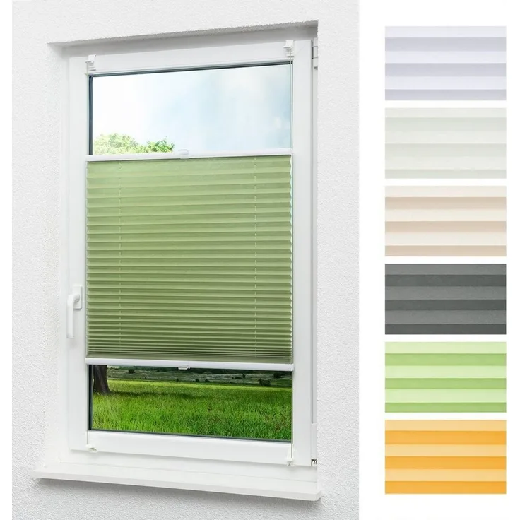 LYSEL® Plissee Klemmen Grasgrün, blickdicht, HxB 130x45cm