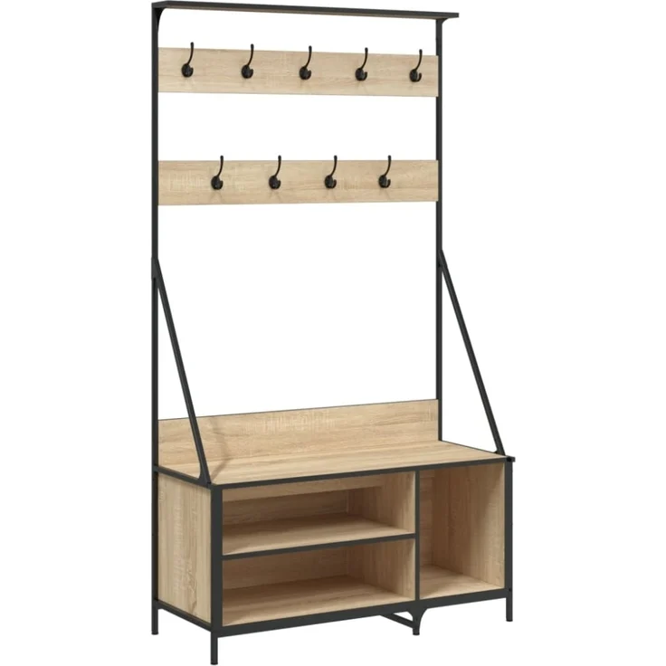 vidaXL Kleiderständer mit Schuhablage Sonoma-Eiche 100x41x184 cm 837868 – Bild 8