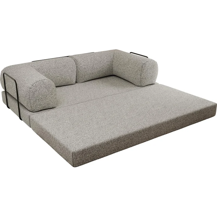 3-Sitzer Sofa ORSETTO mit Schlaffunktion, Metallrahmen, modernes Bettsofa mit HR- und T30-Schaum - Hellgrau Stukture – Bild 9