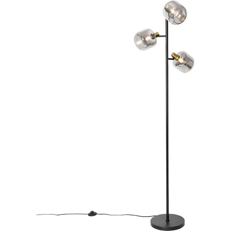 Qazqa Stehlampe Zuzanna, ohne Leuchtmittel, E14, Grau, Modern, Glas, 3-flammig – Bild 1
