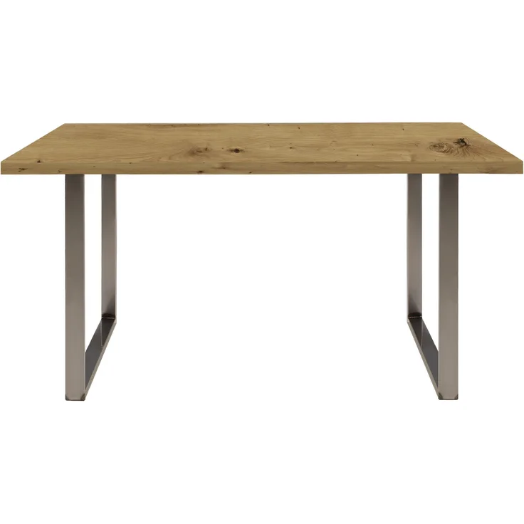 Esstisch >TABLES< Artisan Eiche Dekor, U-Metallgestell rohstahl - 160x74,7x90cm (BxHxT)