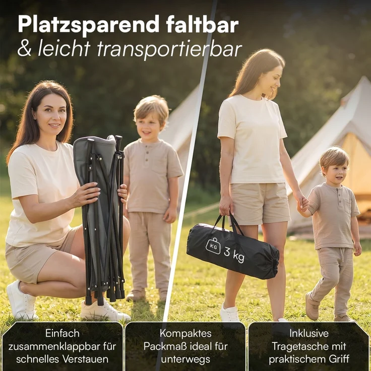 STEELSØN 'Hoggar' Hocker faltbar, bis 100 kg, gepolsterter Klapphocker, Fußhocker 46 cm hoch – Bild 4
