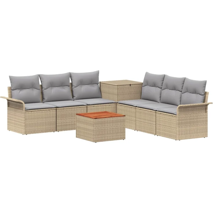 vidaXL Sofa Set 8 stk. Beige und Hellgrau Polyrattan und Stahl 3448019 – Bild 2