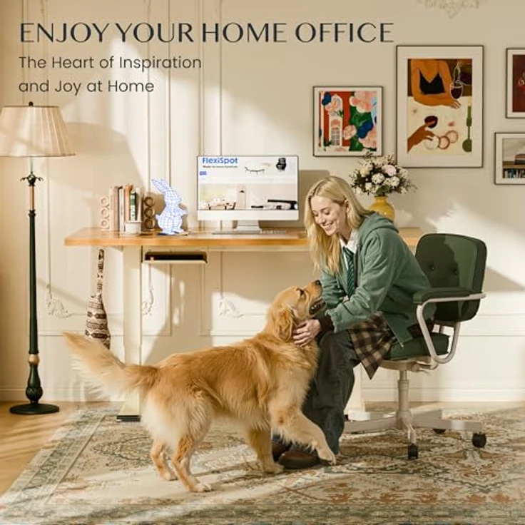 FLEXISPOT Höhenverstellbarer Schreibtisch Gestell, Elektrisch Tischbeine mit 2 Motoren & LED-Höhenanzeige & 4 Speicherfunktionen, inkl. 2 Haken & Kabelmanagement, Mousseweiß – Bild 11